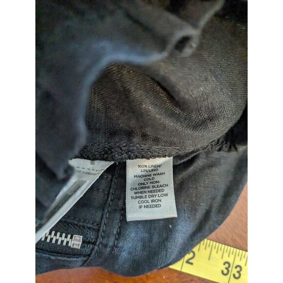 Lou & Gray Linen Micro Mini Skirt S Black Zipper Detail Stretchy Waist Pockets - Picture 4 of 9